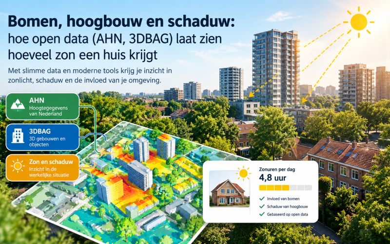 Bomen, hoogbouw en schaduw: hoe open data laat zien hoeveel zon een huis krijgt